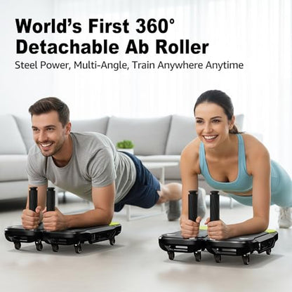 Upgrade Ab Roller Wheel Detachable Abdominal Wheel With 360° for Core Workout, Multi-Directional Abs Roller Board For Full body exercise Home Gym of All Fitness Levels, Ab Trainer with 8 Wheels