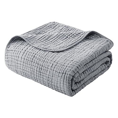Yoofoss Muslin Blanket 100% Organic Cotton Large Twin Size 60" x 80" for Bed Couch Summer Gauze Blanket for Adults Lightweight and Breathable Grey - color: Grey, size: 60" x 80"