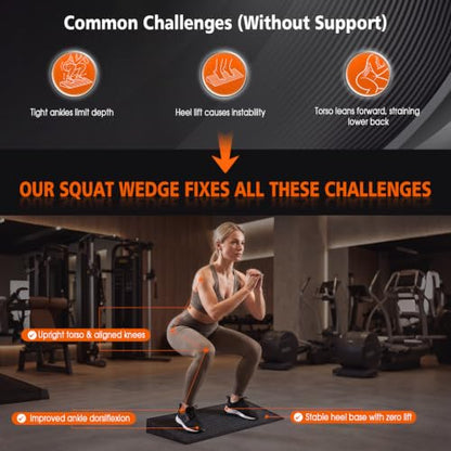 Squat Wedge Block, Large EVA Foam Non-Slip Yoga Wedge Slant Board 27x10in