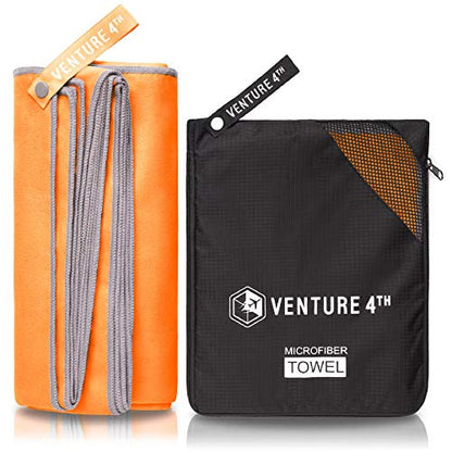 VENTURE 4TH 퀵 드라이 여행용 타월, 울트라 소프트 극세사 - 3가지 사이즈 - color: 오렌지 그레이., size: 72.00" x 31.50"