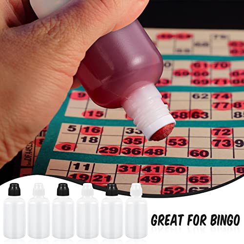 Tessco for you 4 Set 2 Ounce Empty Bingo Daubers Paint Squeeze Bottles for Paint Mop Dauber Bottle Refillable White Black Sponge Tip for Wooden Plastic Board Cloth Marker Pen