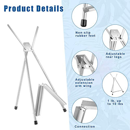 Xinnun 12 Pcs Aluminum 15'' to 21'' High Tabletop Easel Display Adjustable Portable Tripod Desktop with Extension Arm Wings and Rubber Feet for Canvas, Paintings Suitable for School Studio (Silver)