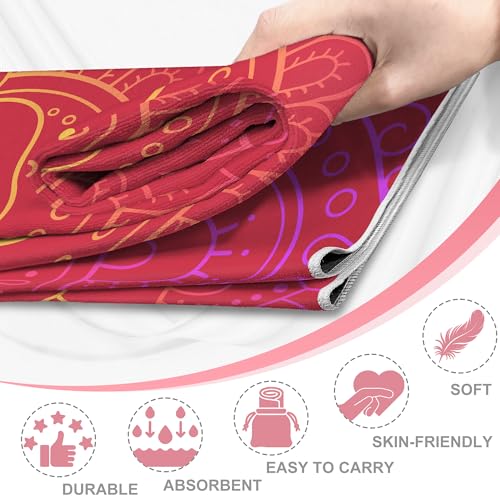Yoga Towel,Absorbent Yoga Mat Towel for Hot Yoga Non Slip,Stylish Prints,Ideal for Workouts,Hot Yoga,Bikram,Pilates Equipment,72 x 27 in,Red Flowers - color: Red Flowers