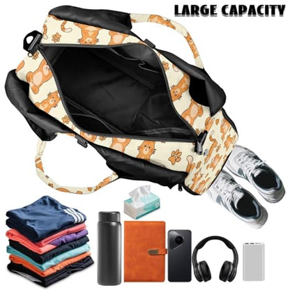 Yoga Gym Bag with Removable Adjustable Shoulder Strap, Shoe Compartment & Top Yoga Mat Holder 17.72x8.66x9.84in - color: Creative Yoga Cat Footprint Print