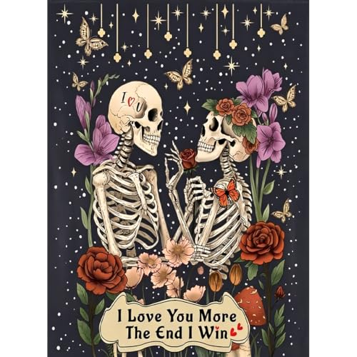 KICHANG Skull Diamond Art Kits for Adult Diamond Painting Kit for Beginner | Skeleton 5D DIY Diamond Dots Full Drill Crafts for Gem Art Dot Art for Adults Home Wall Decor for Teens Boys Girls 12x16 inch - color: DP04606