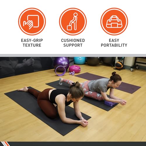 Body Sport Yoga Mat - High-Density, Non-Slip Surface with Shock Absorption - Ideal for Yoga, Pilates, and Home Workouts - color: Black, size: 1/4"