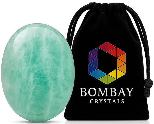 Natural Polished Thumb Palm Crystal for Meditation, Amazonite Worry Stone for Stress Relief, Anxiety Support & Pocket Reiki Healing - color: Amazonite