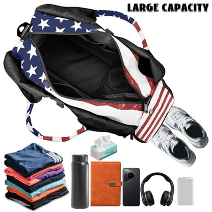 Yoga Gym Bag with Removable Adjustable Shoulder Strap, Shoe Compartment & Top Yoga Mat Holder 17.72x8.66x9.84in - color: American Creative Flag Print