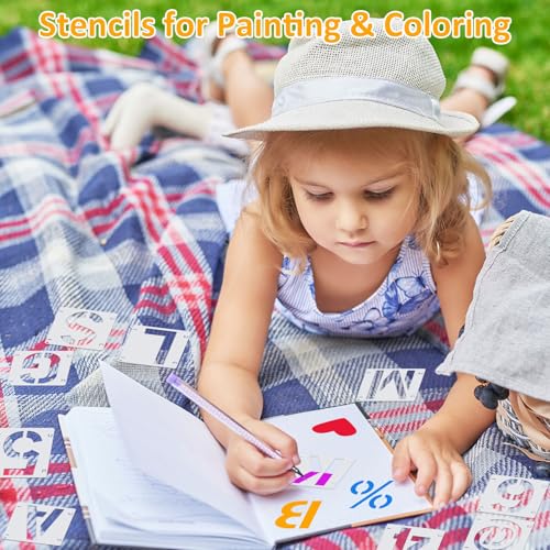 42 PCS Letter Stencils for Painting, Spray Paint Stencil | 3 Inch Alphabet Stencils for Crafts Reusable on Wood, Wall, Rock, Fabric, Sign, School DIY Art Projects - size: 3 Inch