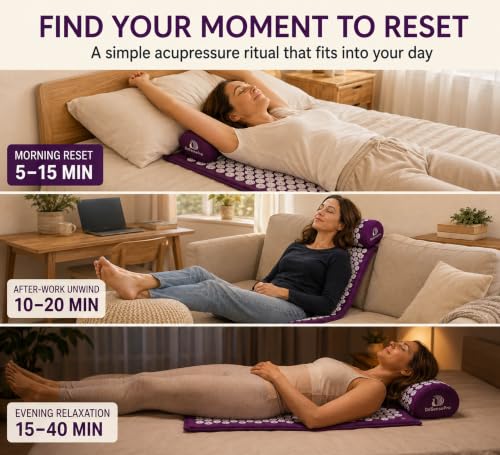 Purple Acupressure Mat & Pillow Set + 6-Cup Cupping Set Bundle