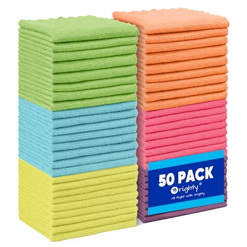 Orighty Microfiber Cleaning Cloth Bulk, 50 Pack Cleaning Rags 12x11 inch - color: Multicolor, size: 50 Pack