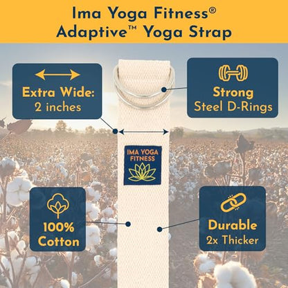 Extra-Wide 2 Inch Cotton Yoga Strap: Stretching, Physical Therapy, Exercise - color: Natural, size: 8 feet