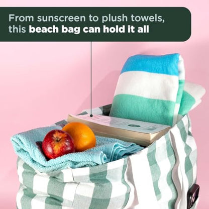 Folkulture Beach Tote Bags For Women, Beach Must Haves 2026-18x15 Inch | Waterproof,Sandproof, Large Tote Bags for Women, Swimming Pool, Beach Essentials, Simple Modern Pool Bag, Bolsos Para Mujeres - color: Forest Green - Checkered