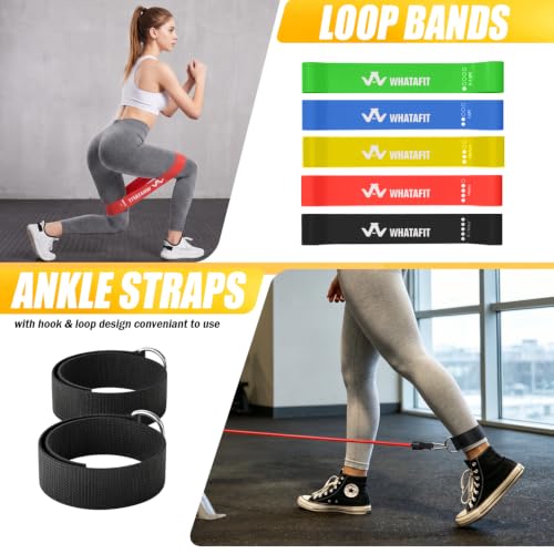 WHATAFIT Resistance Bands with Handles, 5-Level Exercise Bands for Workout - color: Colorful