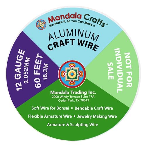 Mandala Crafts 12 Gauge Pastel Anodized Aluminum Craft Wire, 240 FT | Colored, Flexible, Bendable, for Bonsai, Armature, Sculpting, Wire Wrapping, Jewelry Making, Weather & Tarnish Resistant