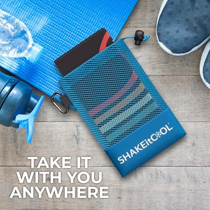 SHAKEitCOOL Extended Size Cooling Towel – Be Cool in Style - Heat Relief, Soft, Lightweight, Sun Protection, Easy Clean - Perfect for Biking, Hiking, Running, Yoga, Golf, Gardening - Retro Wave M - color: Retro Wave