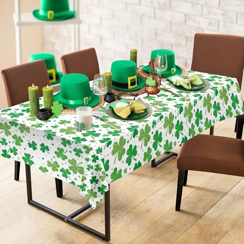 3 Pack St Patricks Day Tablecloth - Lucky Green Shamrock St Patrick's Tablecloths Set, Disposable Plastic St Patrick Table Cloth Cover for Happy St. Patrick's Day Dinner Table Decor Party Supplies - color: St. Patrick’s Day