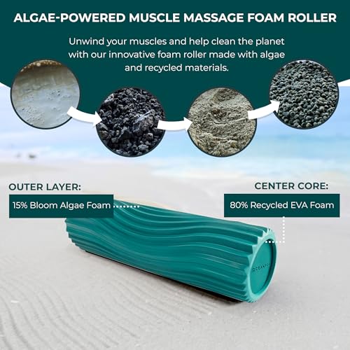 Oceanfoam Tidal Roller - Jade - Muscle Massage Foam Roller for Back Pain & Stretching - Firm and Ergonomic Wide Wave Textured - Yoga, Athletics, & Wellness - Full Size, 20" x 5" - color: Jade