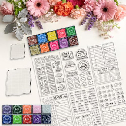 6Pcs Diary Journal Clear Stamps for Card Making, Star Rating Silicone Stamps for Crafting&DIY Scrapbooking, Weather & Reading Icons Journaling Decor - style: 29Pcs Diary Planner Clear Stamps