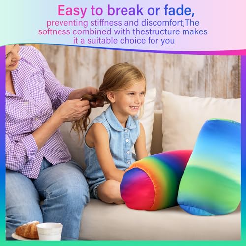 Barydat 2 Pcs Microbead Pillow Microbead Pillows Neck 11.4 x 6.3 in Body Support Microbead Bolster Cylindrical Pillow Colorful Rainbow Neck Pillow for Sleeping Travel Head Back Cervical Cushion