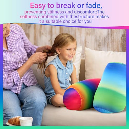 Barydat 2 Pcs Microbead Pillow Microbead Pillows Neck 11.4 x 6.3 in Body Support Microbead Bolster Cylindrical Pillow Colorful Rainbow Neck Pillow for Sleeping Travel Head Back Cervical Cushion