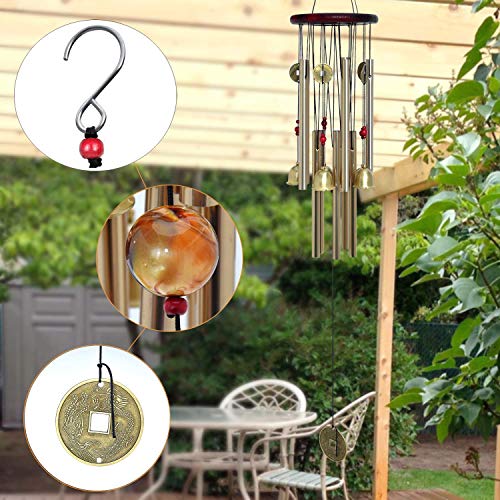 Chinese Traditional Retro10 Tubes 5 Bells Bronze Yard Garden Outdoor Living Wind Chimes 85cm (MT-626)… - size: Flower Bell