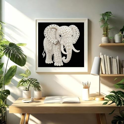 GEMFAMILY Elephant Diamond Pearl Art Kits for Adults Beginner,5D Diamond Painting Kits for Animal Elephant,DIY Pearl Diamond Dots Painting Gem Art Craft for Home Wall Decoration 11.8 X 11.8 Inch - color: HL113