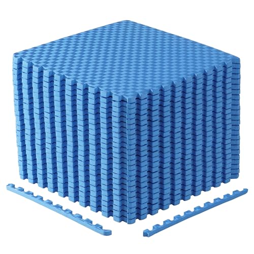 CAP Puzzle Exercise Mats | 3/4” Thick EVA Interlocking Foam Tiles for Home Gym Flooring | Multiple Options - color: Tatami - Blue, style: 24 Tiles (96 SQ FT)