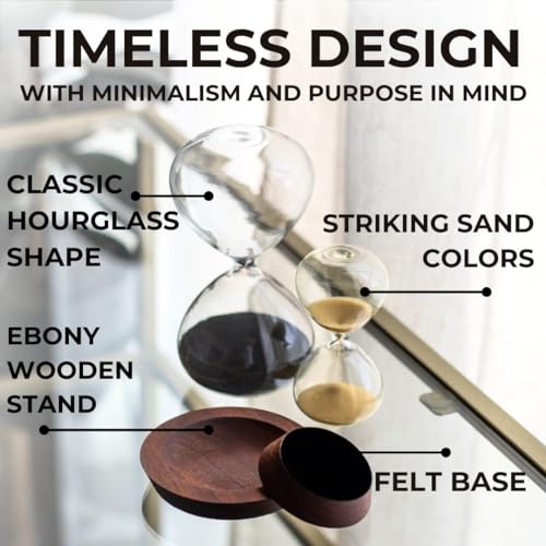 Decorative Hourglass Sand Timer Set - Includes 25 and 5 Minute Sandglass Pomodoro Timers with Wooden Bases - Time Management Productivity Tool - Gift for Home Office Desk