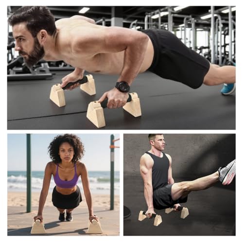Wood Parallettes Bars for Home Workout, Push Up Bars & Dip Stands, Wooden Calisthenics Equipment Handstand Blocks for Strength Training, Rehabilitation & Gymnastics - size: 20cm