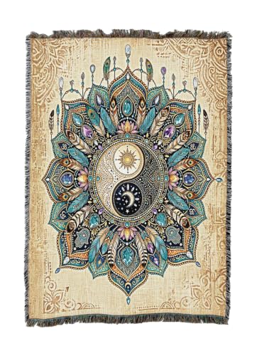 Pure Country Weavers Boho Celestial Mandala Blanket - Gift Tapestry Throw Woven from Cotton - Made in The USA (50x60) - color: Boho Celestial Mandala, size: 50x60