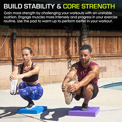 ProsourceFit Exercise Balance Pad, Non-Slip Cushioned Foam Mat & Knee Pad for Fitness and Stability Training, Yoga, Physical Therapy - color: PURPLE, size: 15x12