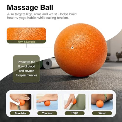 5 in 1 Foam Roller Set for Muscle Recovery & Deep Tissue Massage - color: Orange