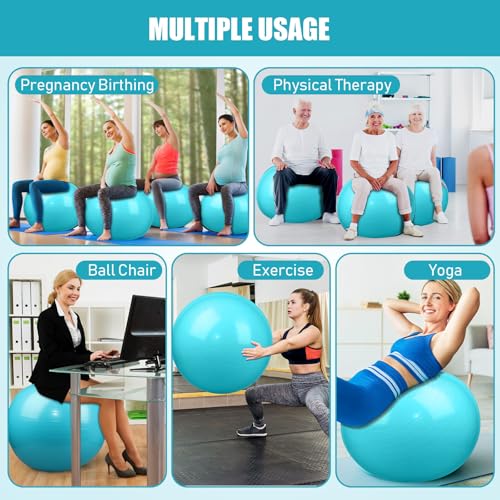 Leyndo 4 Pcs 26 Inch Yoga Exercise Ball Pilates - color: Turquoise Color