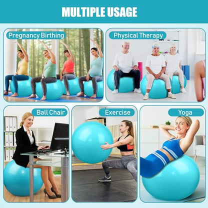 Leyndo 4 Pcs 26 Inch Yoga Exercise Ball Pilates - color: Turquoise Color