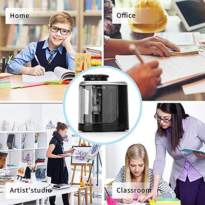 Aogwat Pencil Sharpener Electric Pencil Sharpener for Kids, Blade to Fast Sharpen, Suitable for No.2/School/Classroom/Office/Home (Black) - color: Black