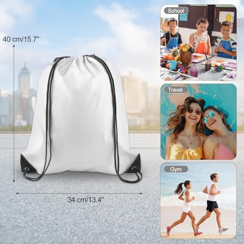 KUUQA 12 Pcs White Drawstring Backpack Bags - color: White