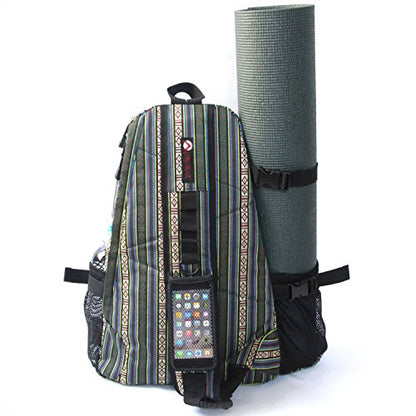 AURORAE Yoga Mat/Gym/Pickleball Cross-body Sling Back Pack. Mat sold separately - color: Green Stripe