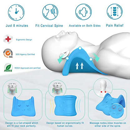 Neck Stretcher for Neck Pain Relief,Cervical Traction Device Pillow,Neck and Shoulder Relaxer for TMJ Pain Relief and Cervical Spine Alignment,Chiropractic Pillow Neck Posture Corrector