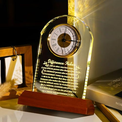 Ornalrist Difference Maker Gifts for Men Women Appreciation Crystal Clock - color: Difference Maker