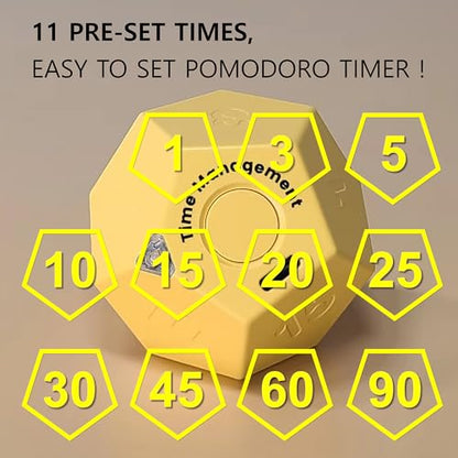 Cube Pomodoro Timer - Flip to Start Countdown, Rechargeable Mini Productivity Timer for Study, Office, 11 Preset Times, Silent/Vibration, Time Management Tool for Kids & ADHD (Yellow) - color: Honey Yellow