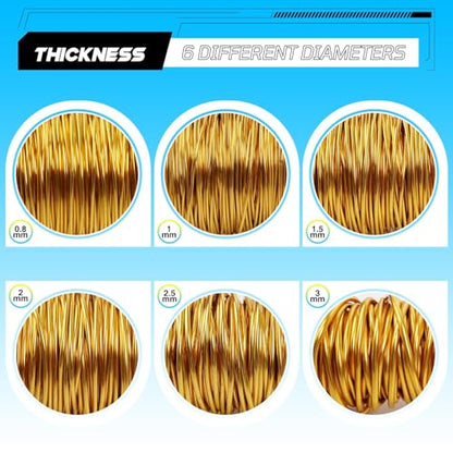 Aluminum Craft Wire,18 Gauge (1mm) Gold Bendable Wire,100 Feet Continuous Roll for Jewelry Making,Sculpting,Floral & Armature Projects - size: 18 Gauge 100Ft, style: Gold