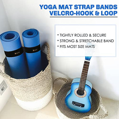 Aolamegs Yoga Mat Strap,Heavy Duty Bungee Straps Band,Wrap Organizer for Yoga Mat/Workout/Exercise(20" L x 2" W) - color: Black 2 Pack