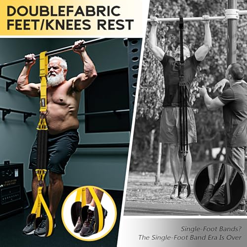 HOXWC Pull Up Assistance Bands, Adjustable Heavy Duty Resistance Band for Pull Up, 3 Pull Up Bands, Comfortable Fabric Feet/Knee Rest, Assistance Bands for Pull-Up, Home Fitness, Body Stretching - color: 1-Yellow