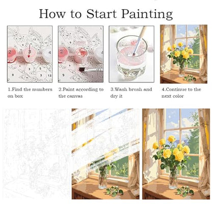 ZRIZQ Paint by Numbers Kit for Adults Beginner,Flower Landscape,16x20 | Full set with wooden brushes,rolled canvas,rich paints.Calming activity.Beginner friendly.Just open and paint. - color: 16"X20"Rolled Canvas(Frameless)-Flowers 8