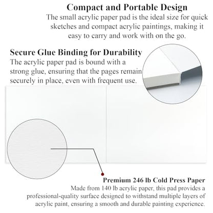 Fuxi Acrylic Paint Book Pad, 2-Pack - 5.5" x 8.5" | 246lb/400gsm Paint Paper for Acrylic Painting, 30 Sheets Per Pad. - color: Ivory Gream