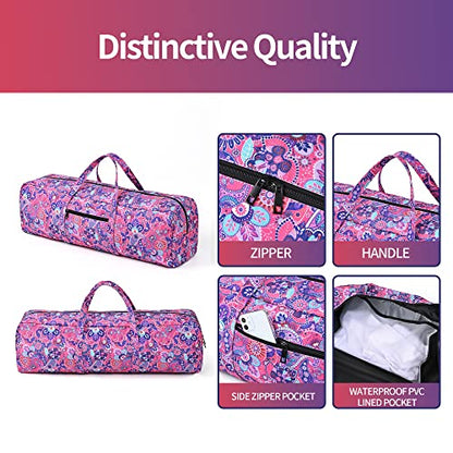 Boulder Bee | Yoga Mat Bag | Large Yoga Mat Carrier with Wet Pocket | Yoga Gifts | Gym Tote Bag for Women - color: Bright pink