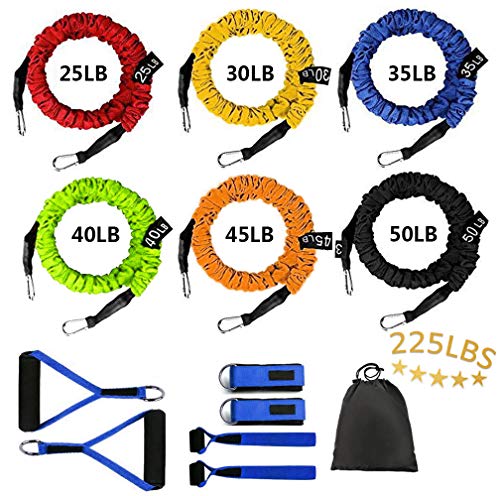 Resistance Band with Handle, Exercise Bands with Handles, Ideal for Strength Training, Muscle Toning, Physical Therapy - color: Advanced-Blue-12