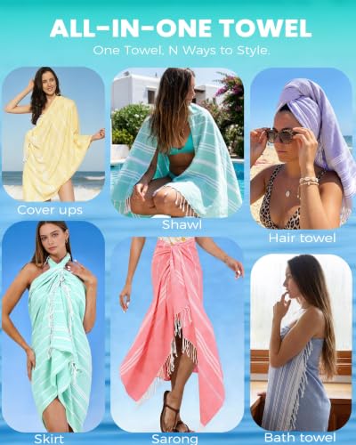Turkish Beach Towels Gym Towel Camping Blanket Xl Large Big Size Sandfree Sandrpoof Thin Fast Drying Packable Honeymoon Travel Essential Summer Vacation Accessories Hawaii Trip Necessities Women Gifts - color: Thinner Blue