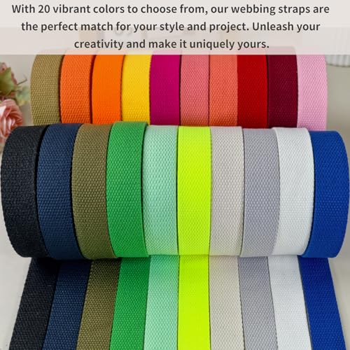 Heavy‑Duty Cotton Webbing Strap 1''x6yds Green for Bags | 2mm thick webbing for dog collars, backpack, bag handles, apron straps, slings, sewing repairs & DIY craft projects. - color: Green
